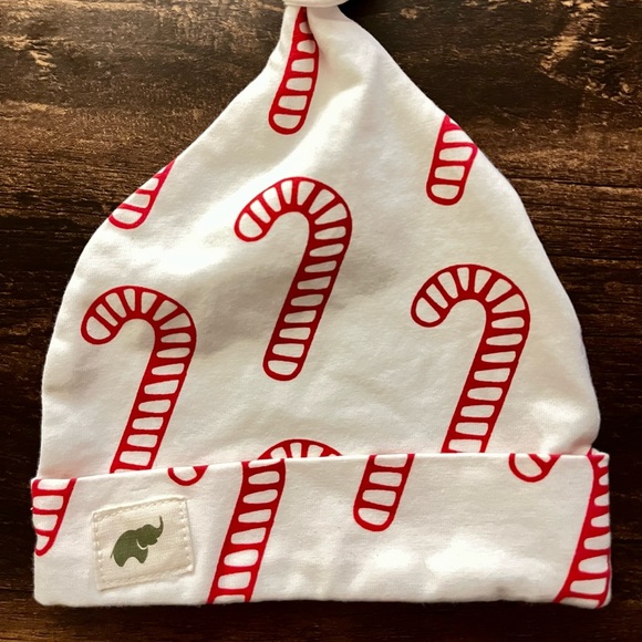 Monica & Andy Top Knot Cap, Newborn Hat, Candy Cane Christmas🎄 - Picture 3 of 3